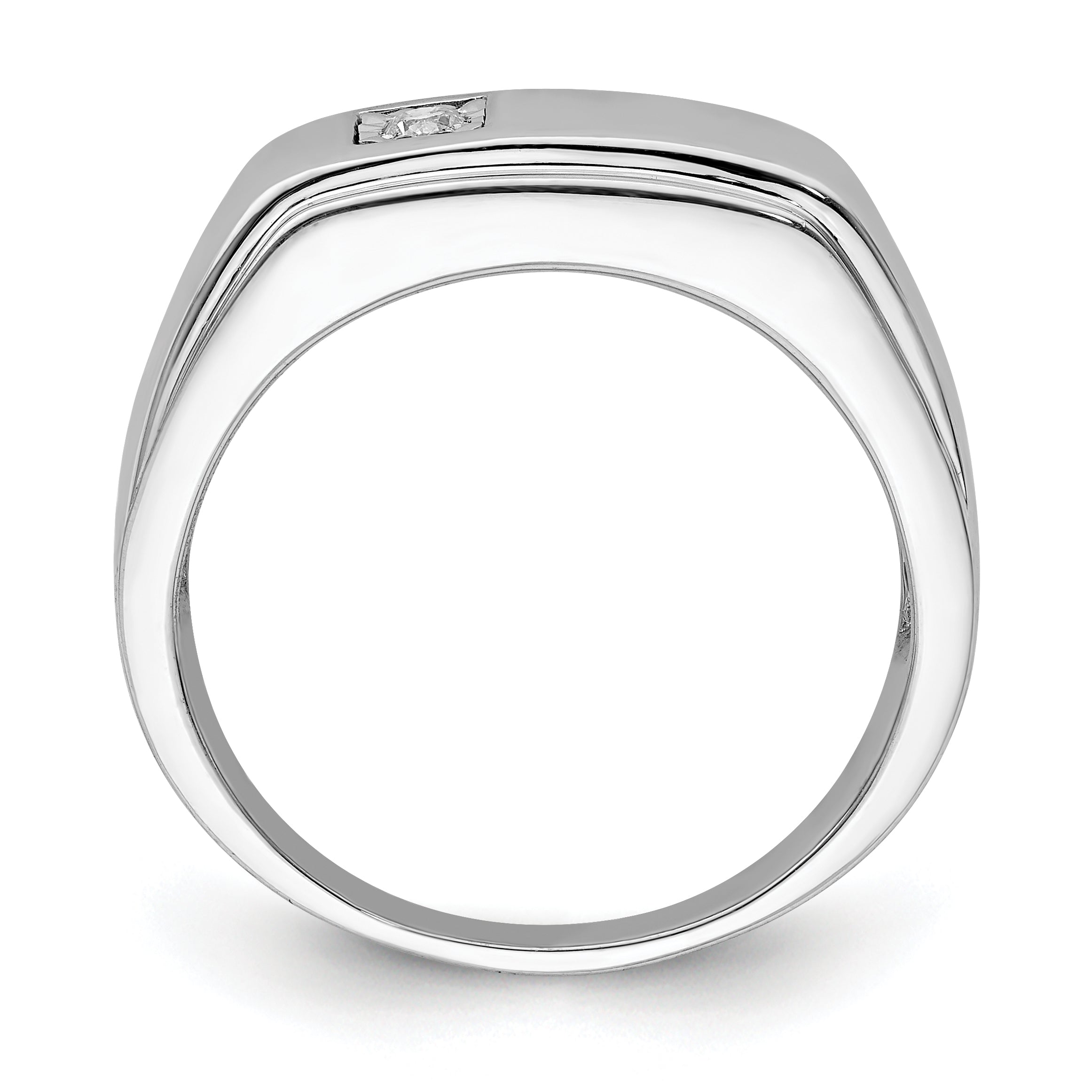 Sterlingsilber Rhodiniert Herren Poliert Diamant Ring