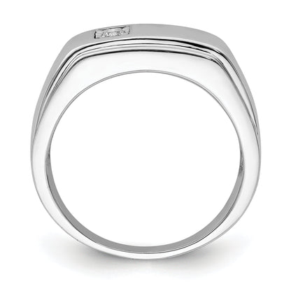 Sterlingsilber Rhodiniert Herren Poliert Diamant Ring