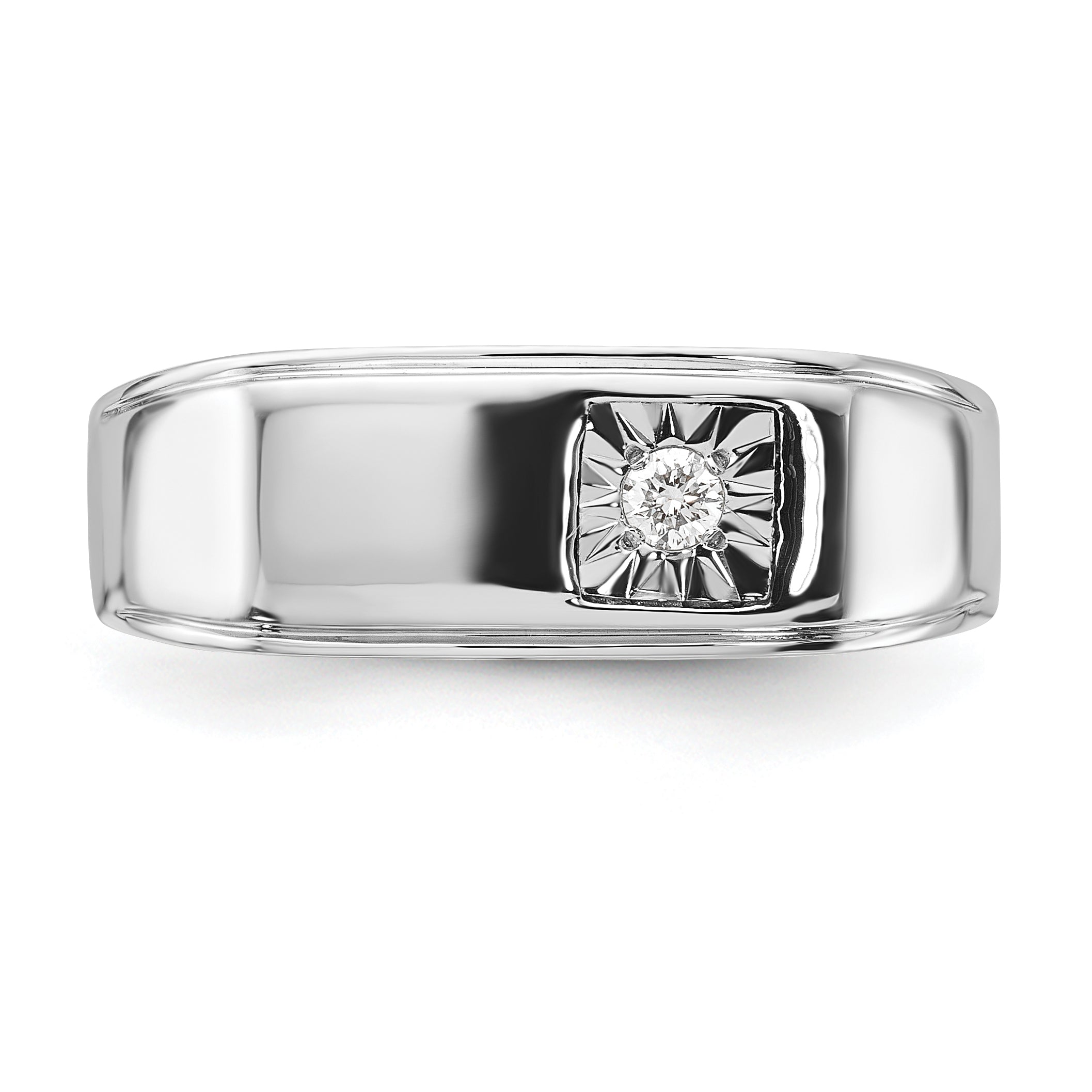 Sterlingsilber Rhodiniert Herren Poliert Diamant Ring