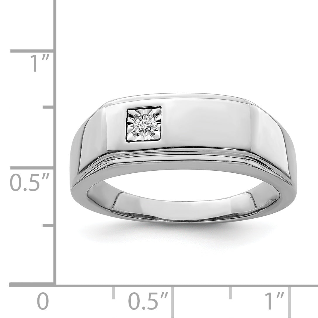 Sterlingsilber Rhodiniert Herren Poliert Diamant Ring
