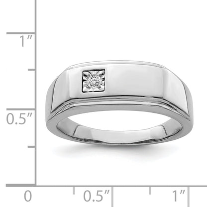 Sterlingsilber Rhodiniert Herren Poliert Diamant Ring