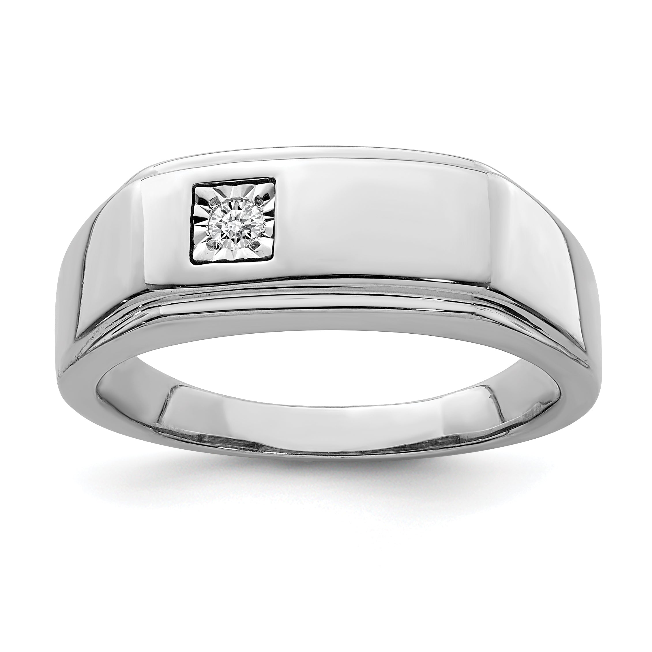 Sterlingsilber Rhodiniert Herren Poliert Diamant Ring