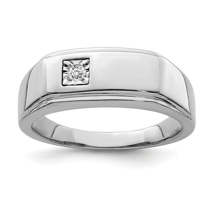 Sterlingsilber Rhodiniert Herren Poliert Diamant Ring