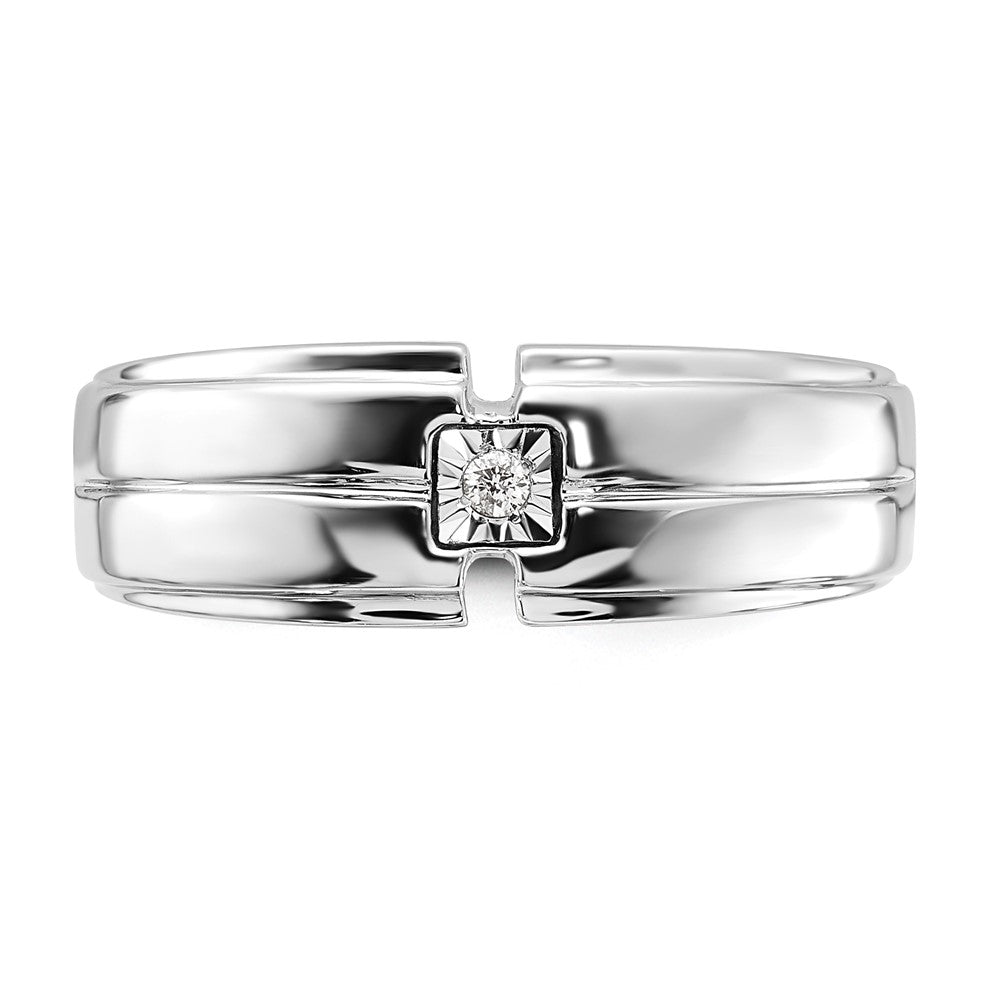 Sterlingsilber Rhodiniert Herren Poliert Diamant Ring