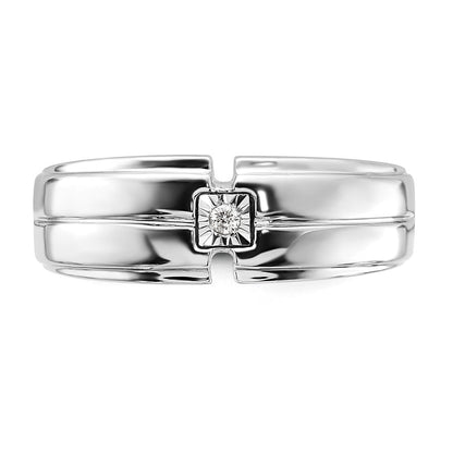 Sterlingsilber Rhodiniert Herren Poliert Diamant Ring