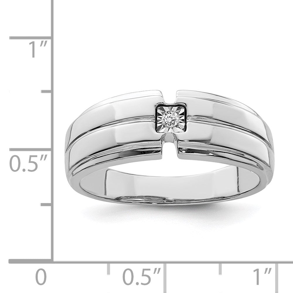 Sterlingsilber Rhodiniert Herren Poliert Diamant Ring
