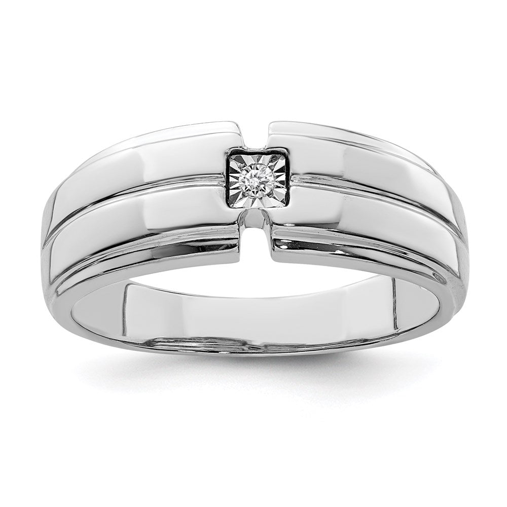 Sterlingsilber Rhodiniert Herren Poliert Diamant Ring