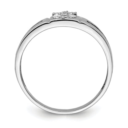 Sterlingsilber Rhodiniert Schwarz und Weiß Diamant Kreuz Herren Ring