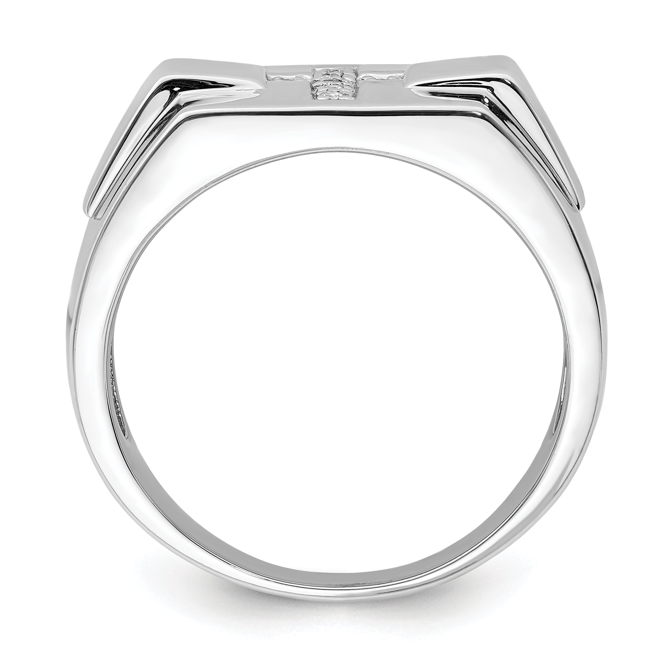 Sterlingsilber Rhodium Diamant Kreuz Siegel Ring