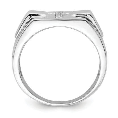 Sterlingsilber Rhodium Diamant Kreuz Siegel Ring