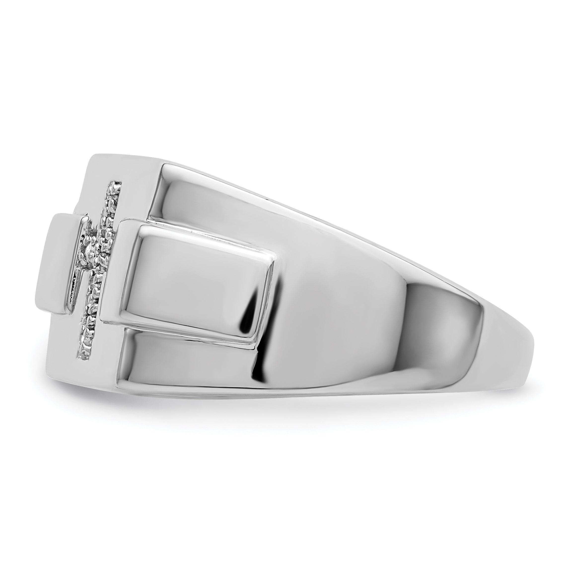 Sterlingsilber Rhodium Diamant Kreuz Siegel Ring