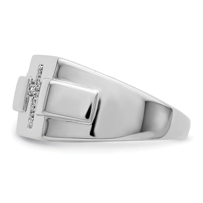 Sterlingsilber Rhodium Diamant Kreuz Siegel Ring
