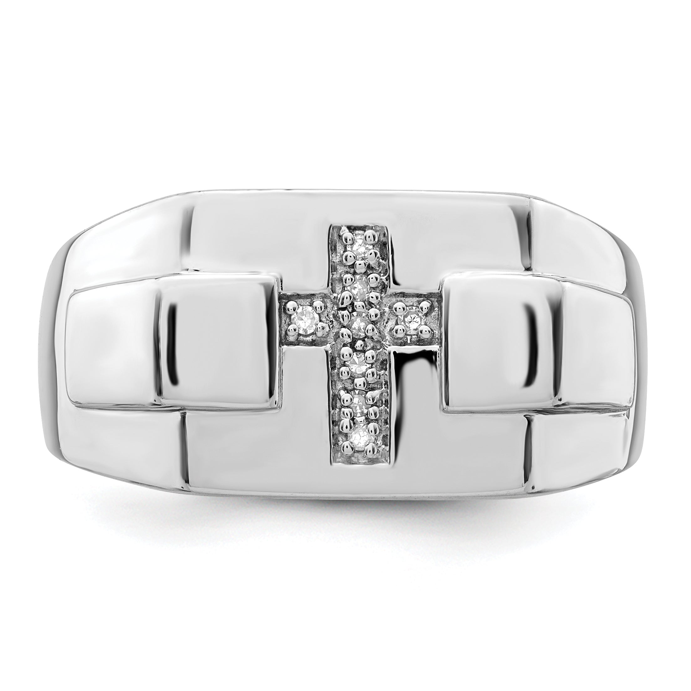 Sterlingsilber Rhodium Diamant Kreuz Siegel Ring