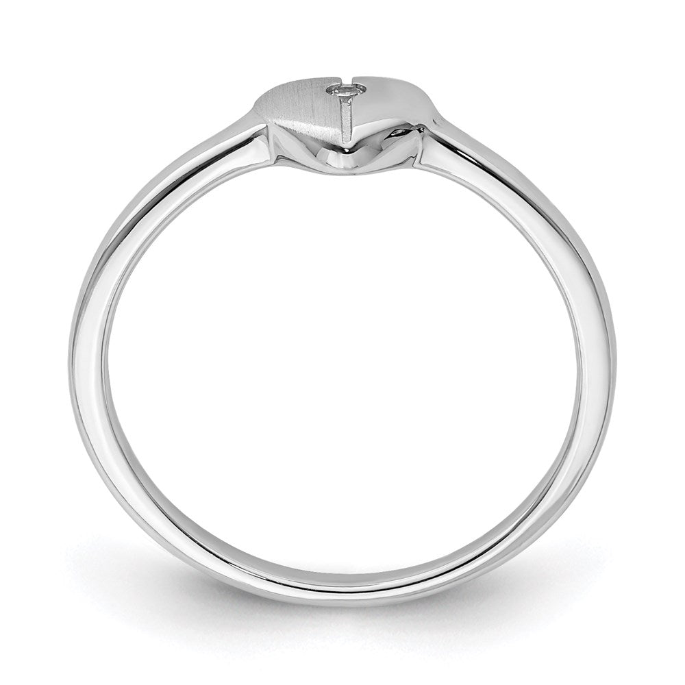 Sterlingsilber Poliert & Satiniert Zirkonia Herz Kinder Ring