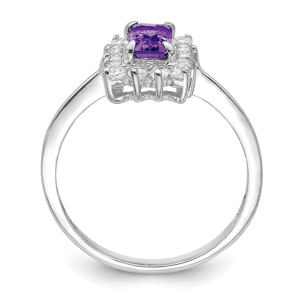 Sterlingsilber Rhodiniert Amethyst und Zirkonia Ring