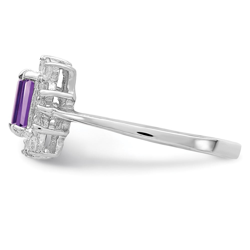 Sterlingsilber Rhodiniert Amethyst und Zirkonia Ring
