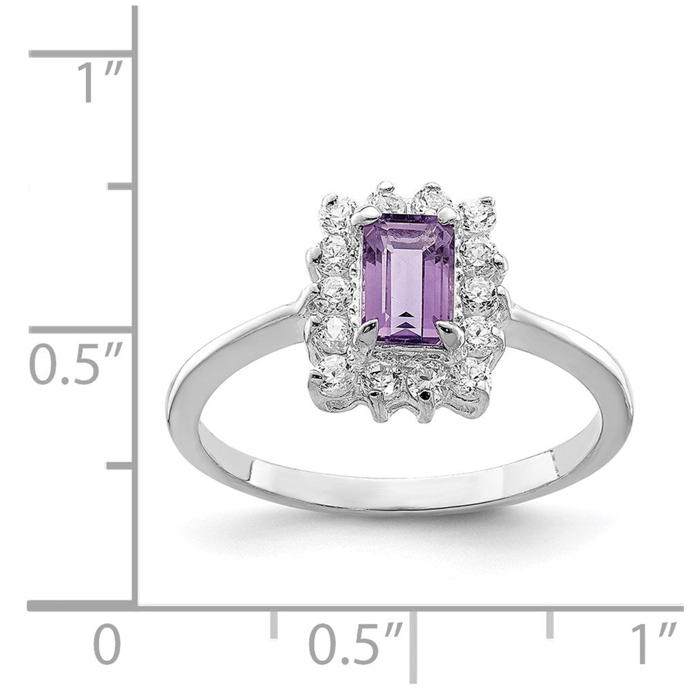 Sterlingsilber Rhodiniert Amethyst und Zirkonia Ring
