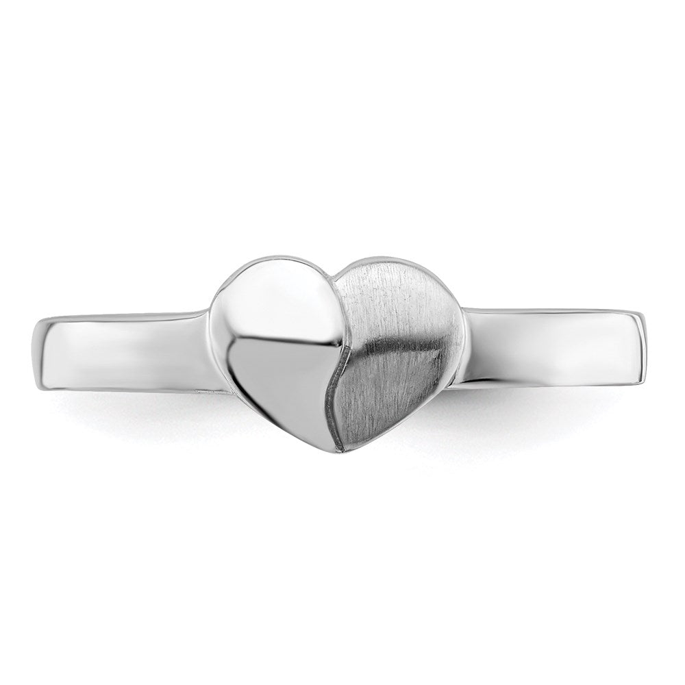 Sterlingsilber Poliert & Satiniert Herz Kinder Ring