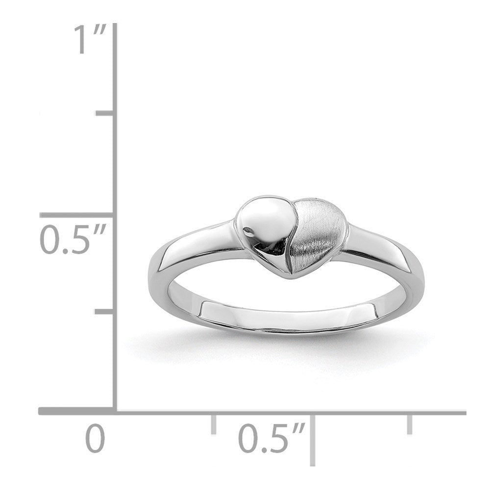 Sterlingsilber Poliert & Satiniert Herz Kinder Ring