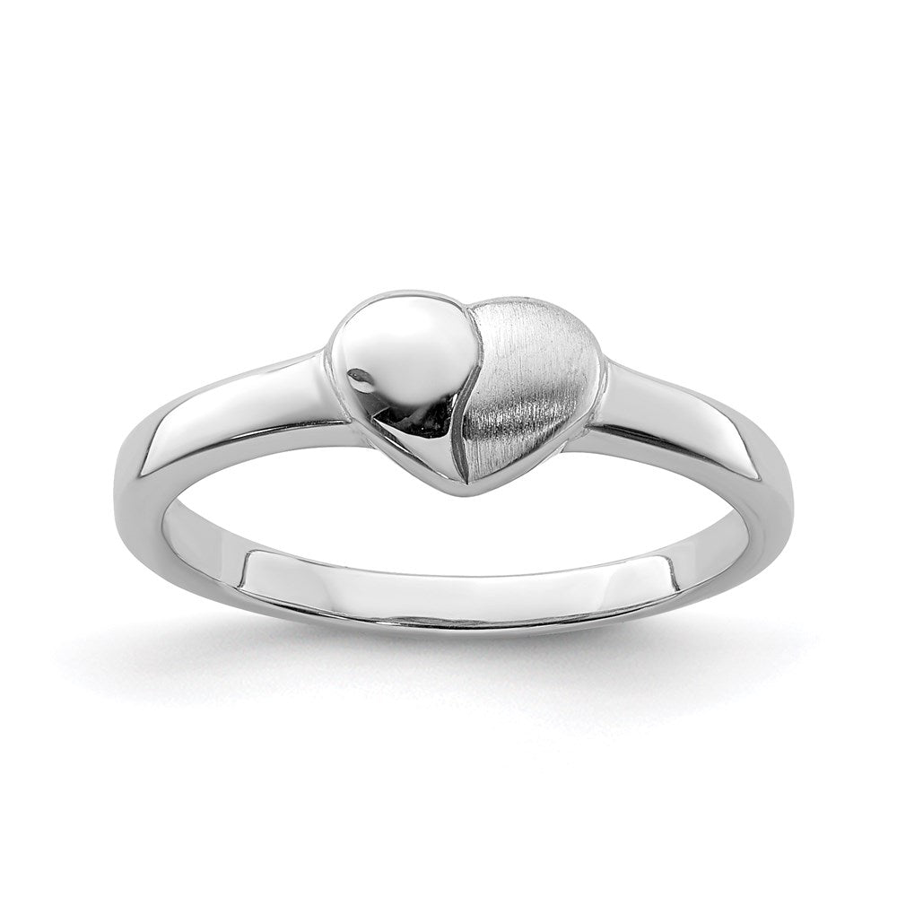 Sterlingsilber Poliert & Satiniert Herz Kinder Ring