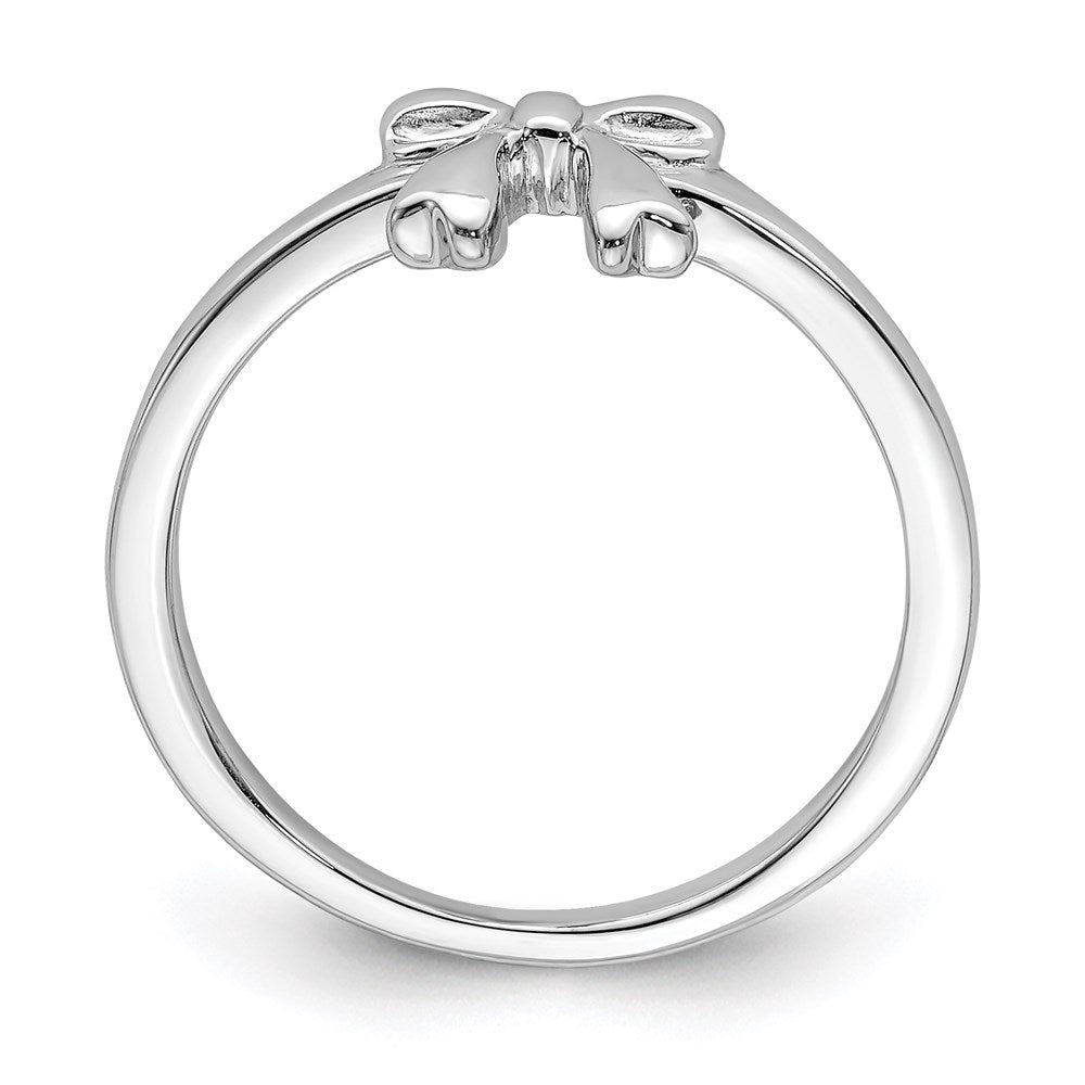 Sterlingsilber Rhodiniert Poliert Schleife Kinder Ring (size 3 Nur)