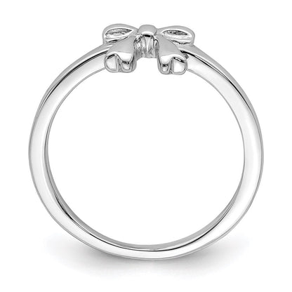 Sterlingsilber Rhodiniert Poliert Schleife Kinder Ring (size 3 Nur)