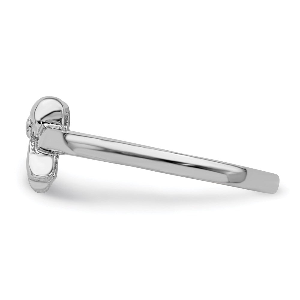 Sterlingsilber Rhodiniert Poliert Schleife Kinder Ring (size 3 Nur)