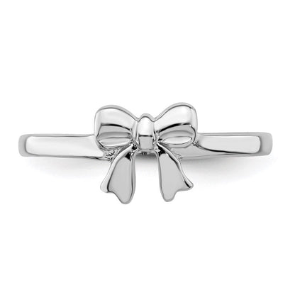 Sterlingsilber Rhodiniert Poliert Schleife Kinder Ring (size 3 Nur)