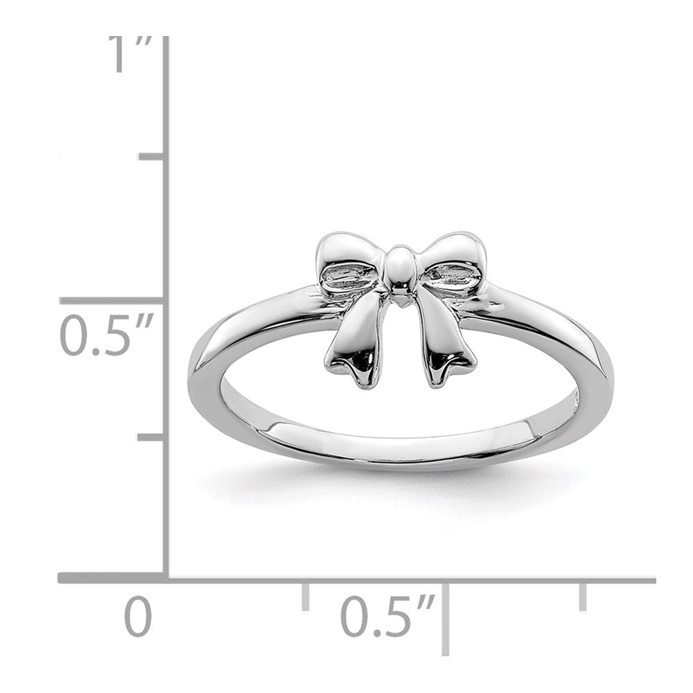 Sterlingsilber Rhodiniert Poliert Schleife Kinder Ring (size 3 Nur)