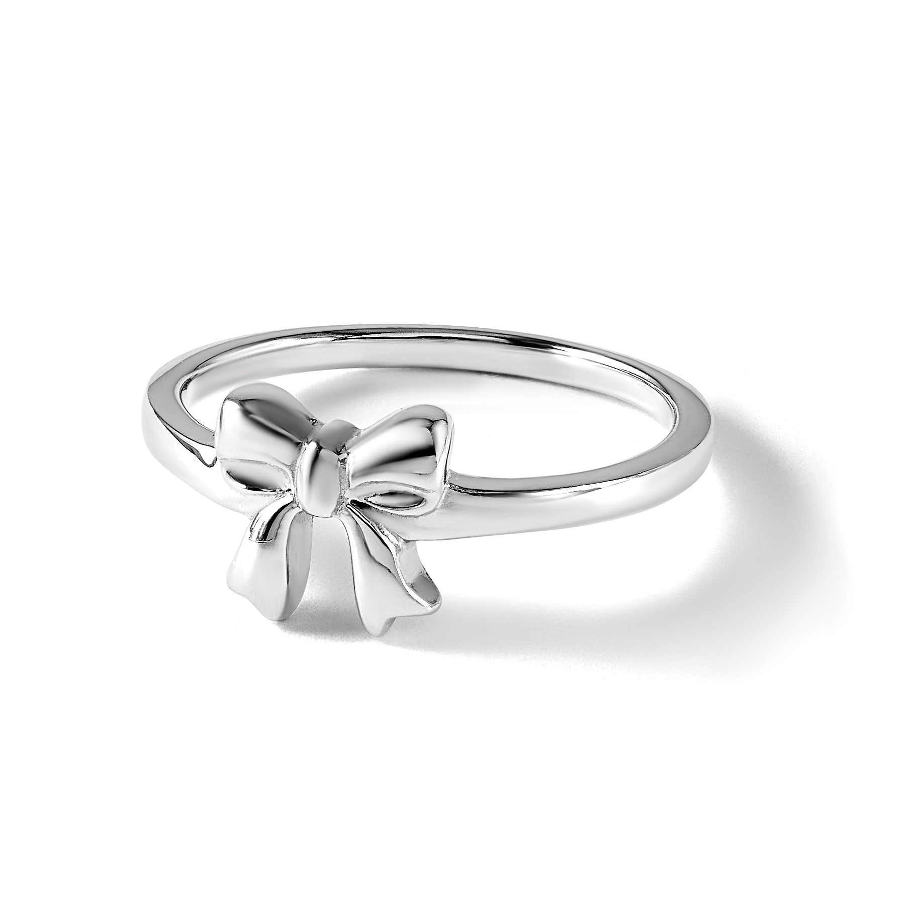 Sterlingsilber Rhodiniert Poliert Schleife Kinder Ring (size 3 Nur)