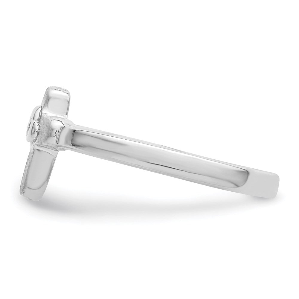 Sterlingsilber Poliert & Satiniert Zirkonia Kreuz Kinder Ring