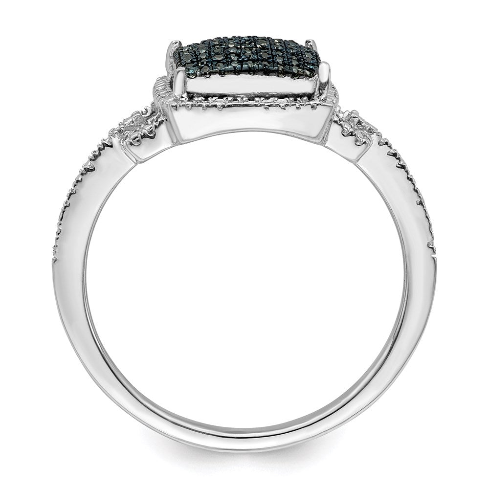 Sterlingsilber Weiß Nacht Rhodiniert Blau Diamant Ring
