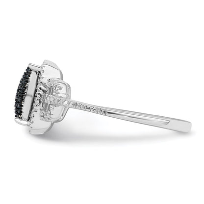 Sterlingsilber Weiß Nacht Rhodiniert Blau Diamant Ring
