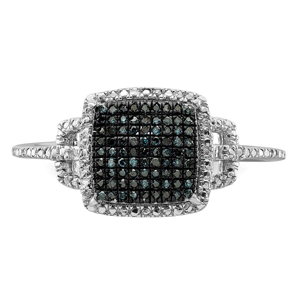 Sterlingsilber Weiß Nacht Rhodiniert Blau Diamant Ring