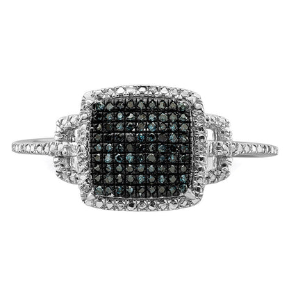 Sterlingsilber Weiß Nacht Rhodiniert Blau Diamant Ring