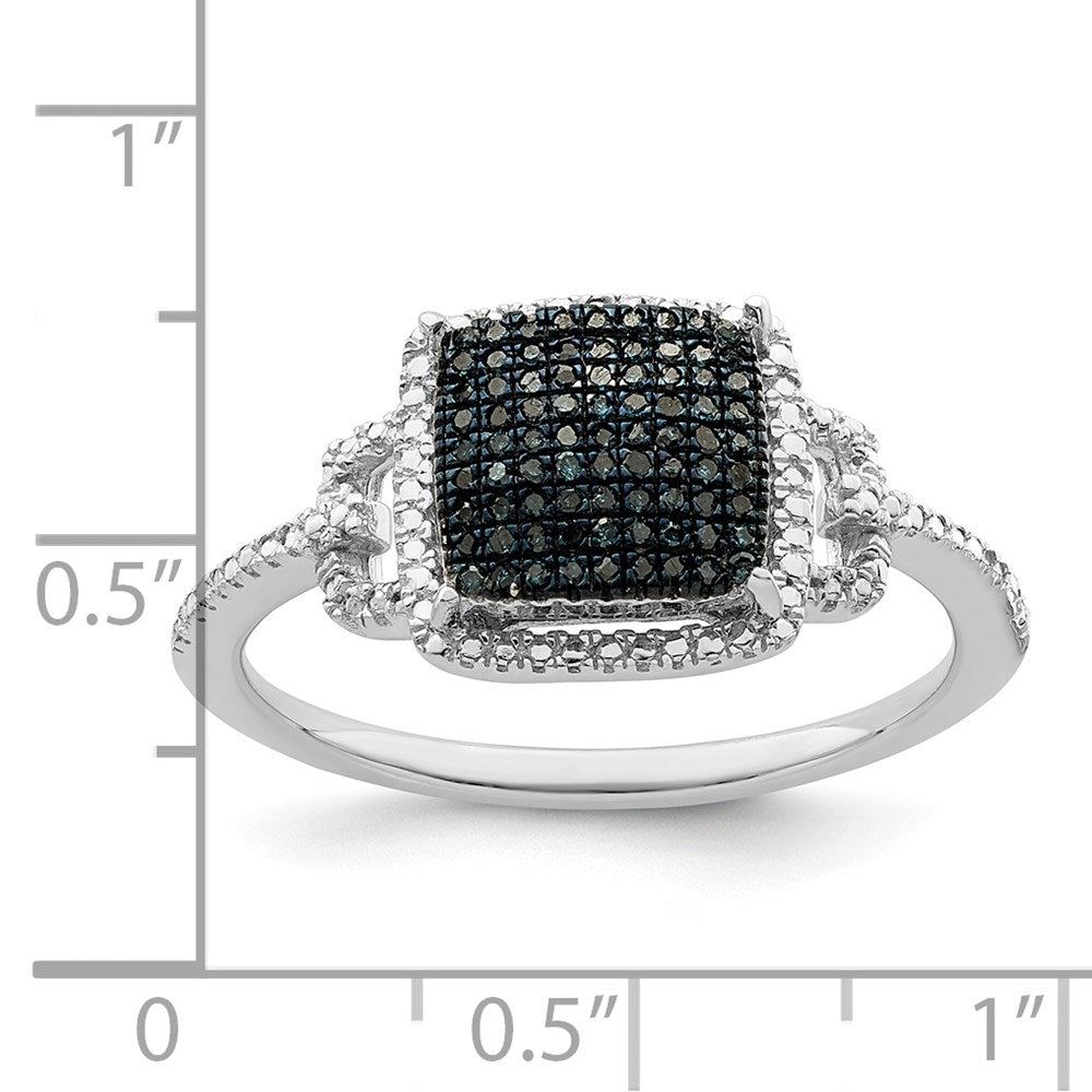 Sterlingsilber Weiß Nacht Rhodiniert Blau Diamant Ring