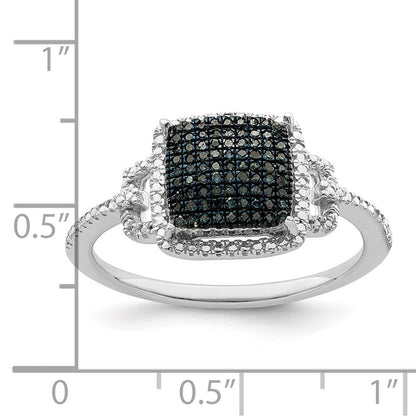 Sterlingsilber Weiß Nacht Rhodiniert Blau Diamant Ring