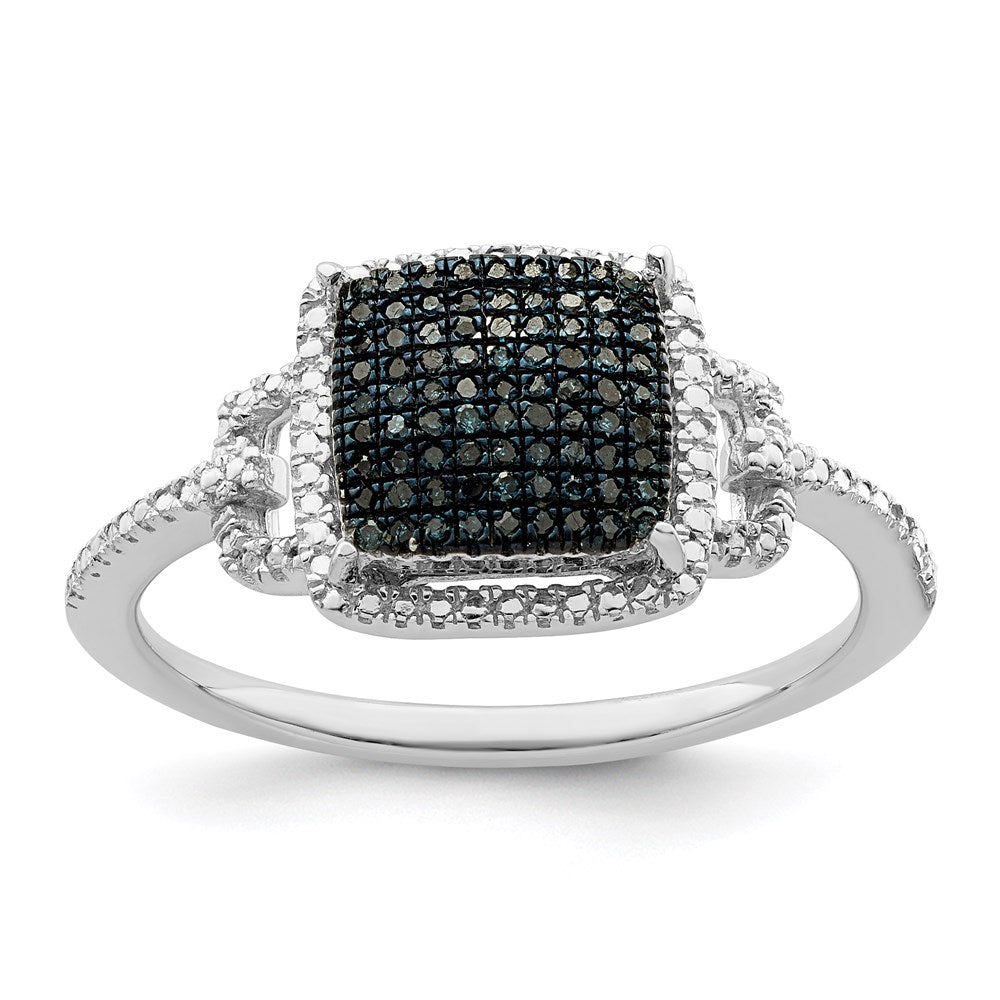 Sterlingsilber Weiß Nacht Rhodiniert Blau Diamant Ring