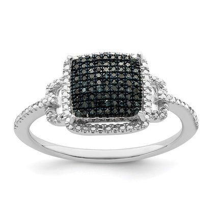 Sterlingsilber Weiß Nacht Rhodiniert Blau Diamant Ring