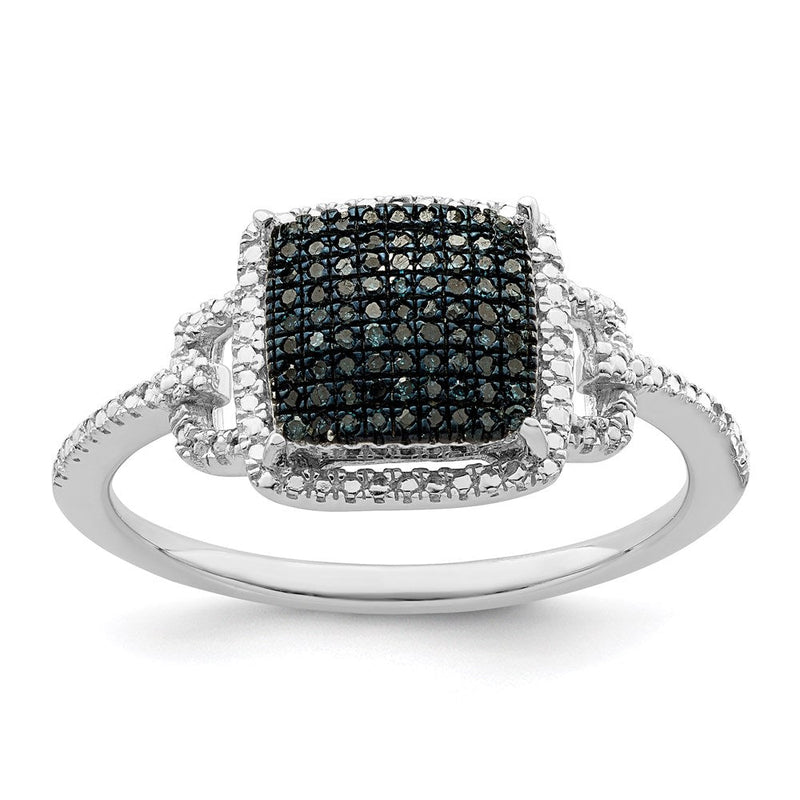 Sterlingsilber Weiß Nacht Rhodiniert Blau Diamant Ring