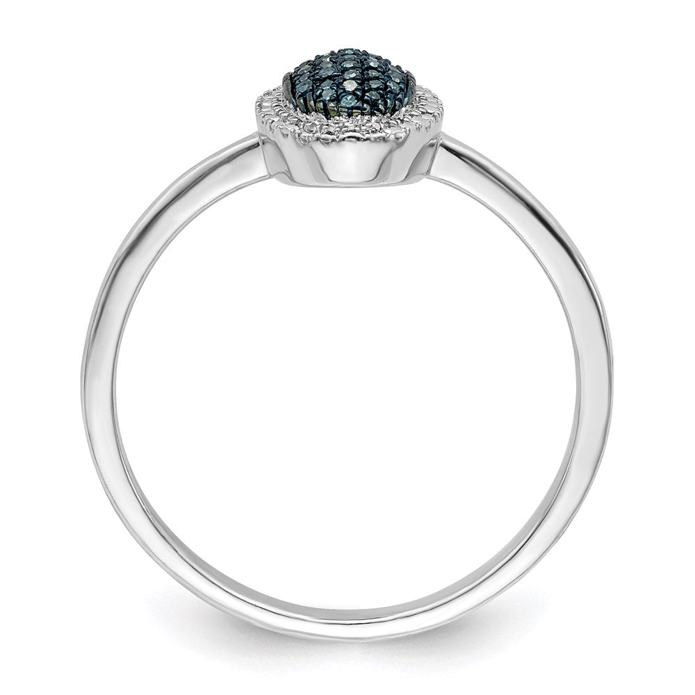 Sterlingsilber Weiß Nacht Rhodiniert Blau Diamant Oval Ring