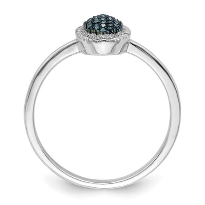 Sterlingsilber Weiß Nacht Rhodiniert Blau Diamant Oval Ring