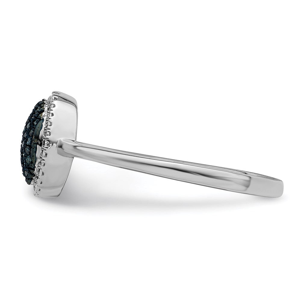 Sterlingsilber Weiß Nacht Rhodiniert Blau Diamant Oval Ring