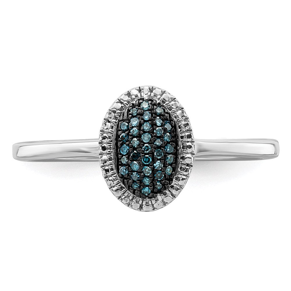 Sterlingsilber Weiß Nacht Rhodiniert Blau Diamant Oval Ring