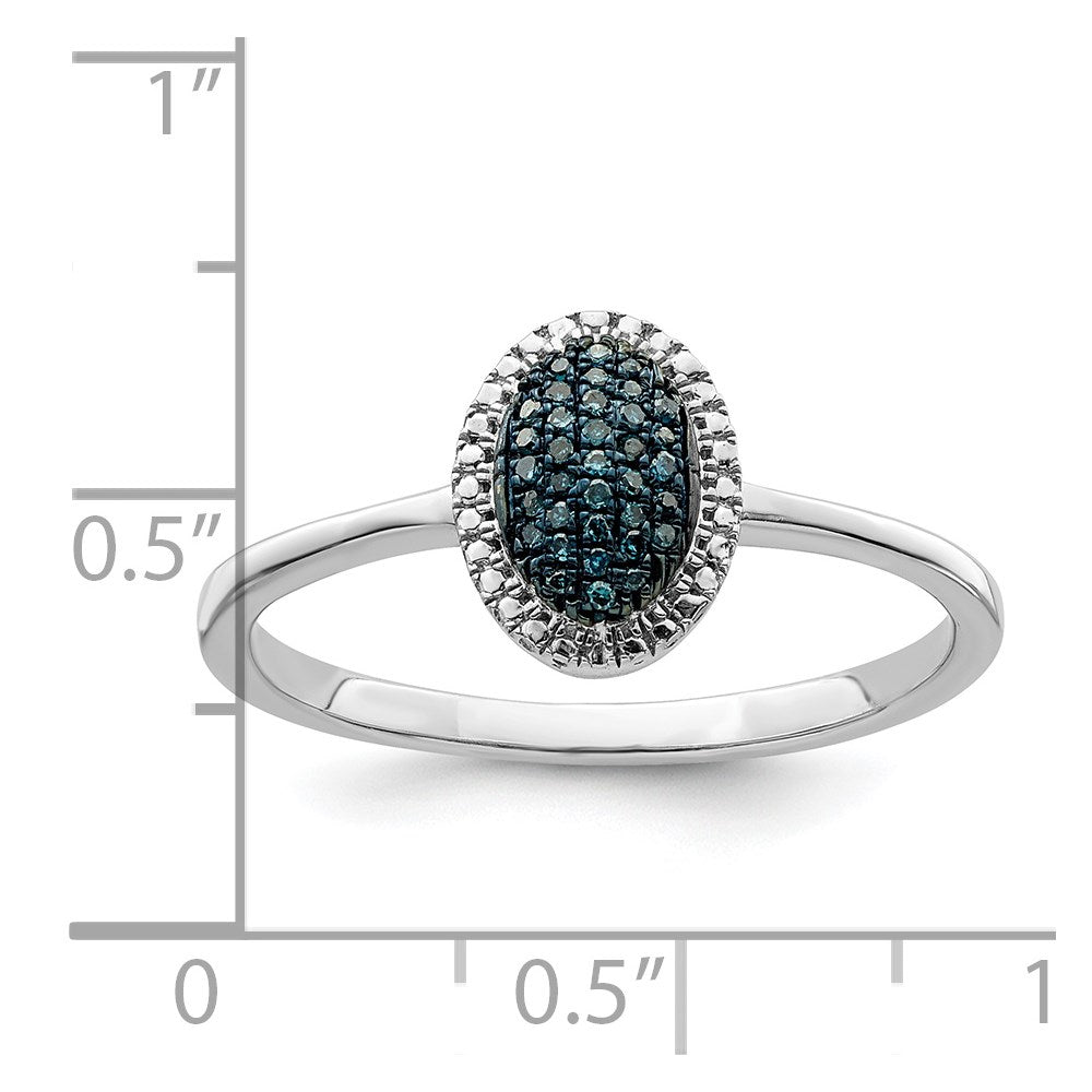 Sterlingsilber Weiß Nacht Rhodiniert Blau Diamant Oval Ring