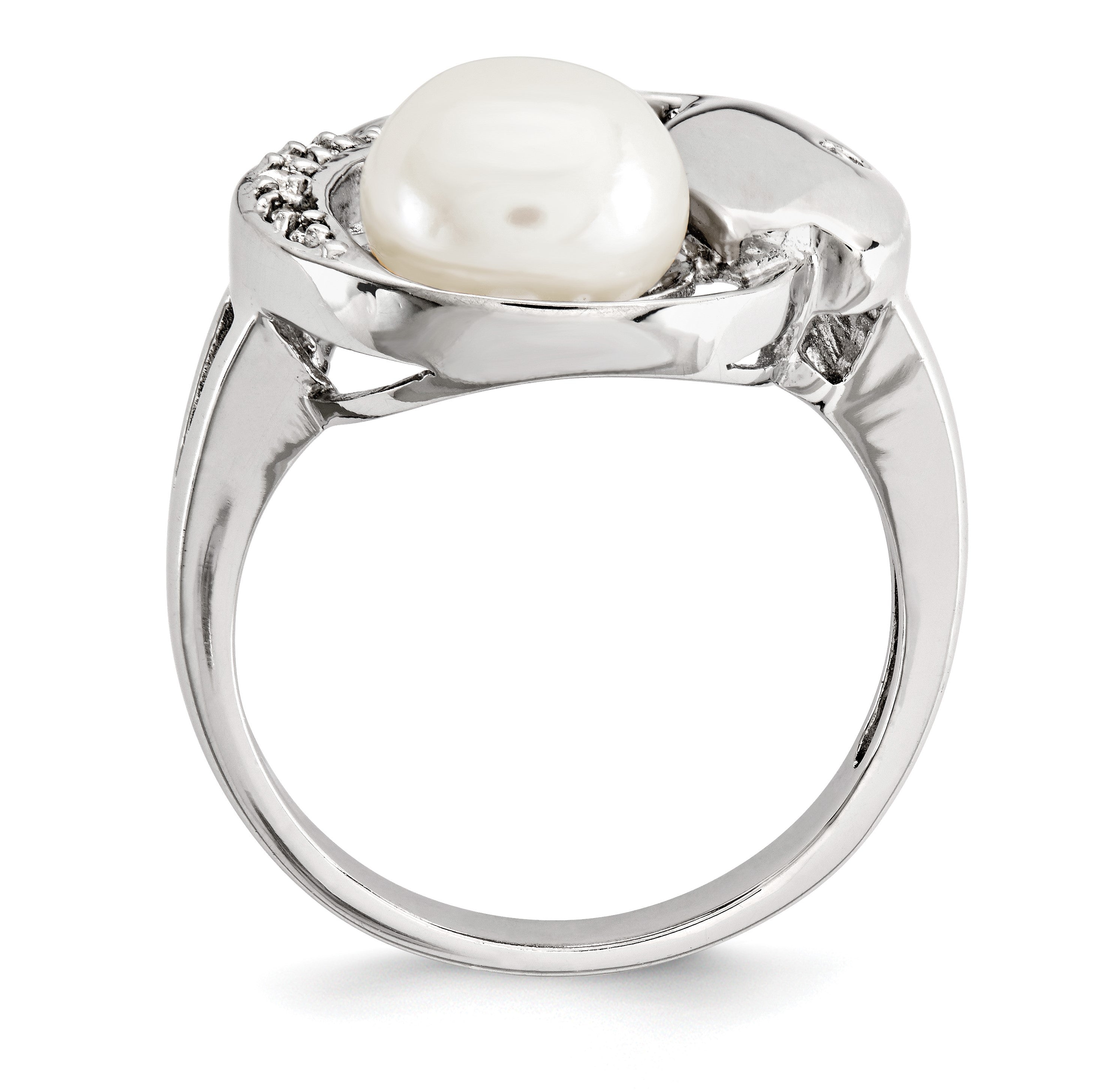 Sterlingsilber Zirkonia 8 9mm Fw Zucht Knopf Perle Ring