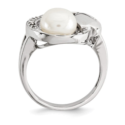Sterlingsilber Zirkonia 8 9mm Fw Zucht Knopf Perle Ring