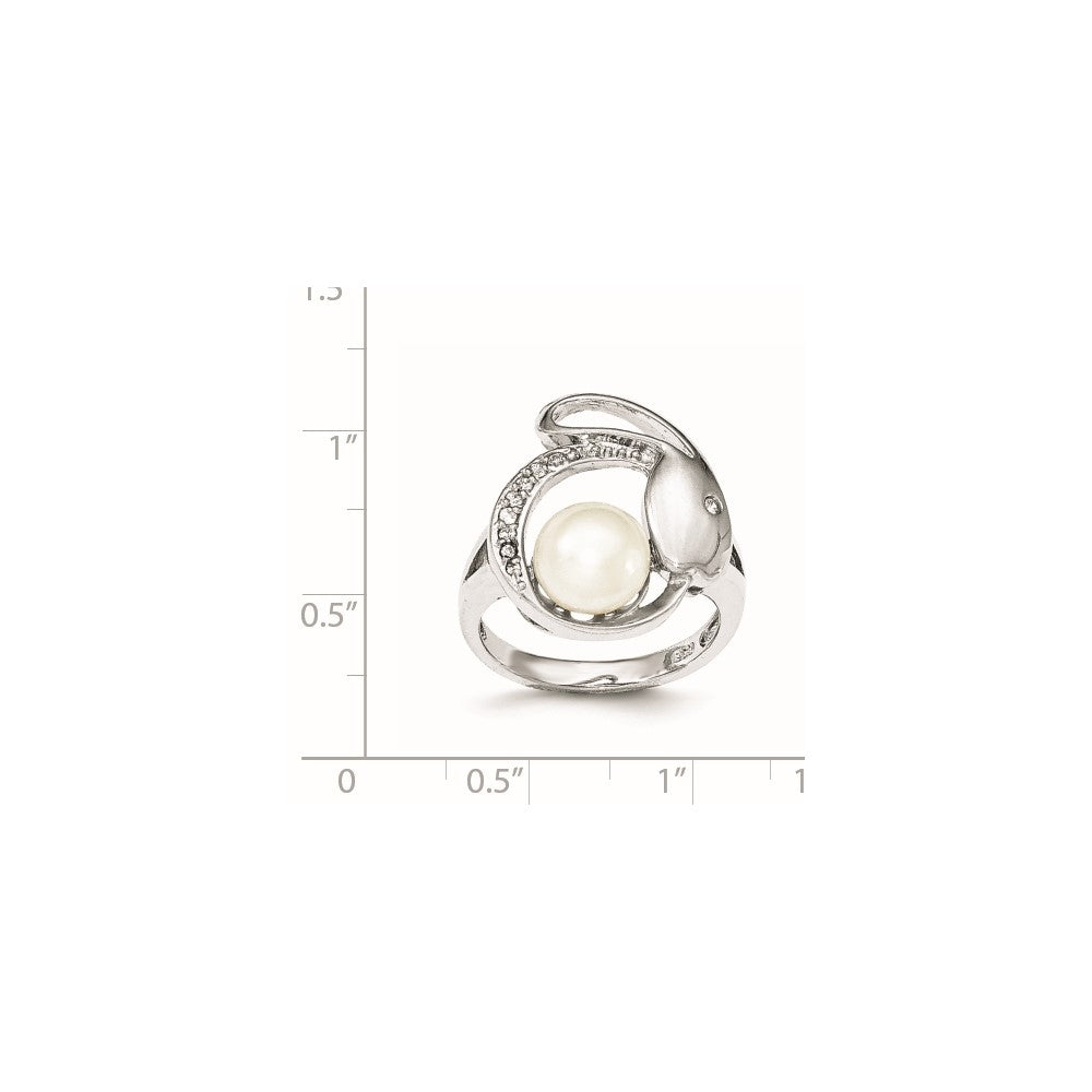 Sterlingsilber Zirkonia 8 9mm Fw Zucht Knopf Perle Ring