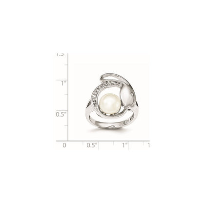 Sterlingsilber Zirkonia 8 9mm Fw Zucht Knopf Perle Ring