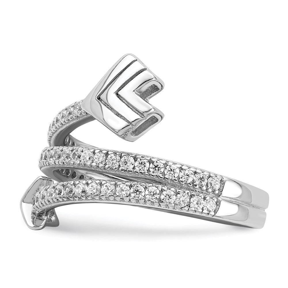 Sterlingsilber Rhodiniert Poliert Zirkonia Pfeil Ring